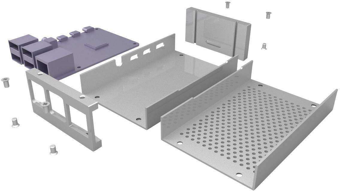 Joy-it rb-alucasep4+01 SBC-behuizing Raspberry Pi® Aluminium Zilver-3