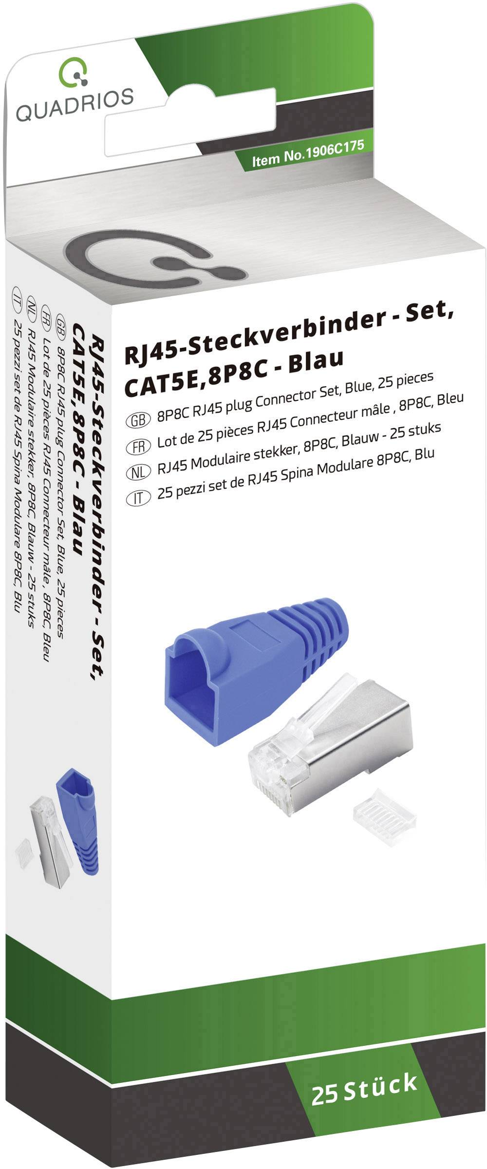 Quadrios RJ-45 connectorset CAT 5e Stekker, recht 25 stuk(s)