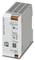 Industrieel voedingsapparaat met een grijs behuizing, productnaam 'QUINT POWER', geeft ingangsspanning AC 100-240V en uitgang DC 24V 1.3A.
