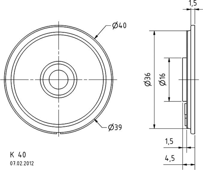 VISATON VS-K40-8 Luidspreker; miniatuur,universeel; 1W; 8Ω; Ø40x4,5mm; 350÷6000Hz - 1 stuk-1