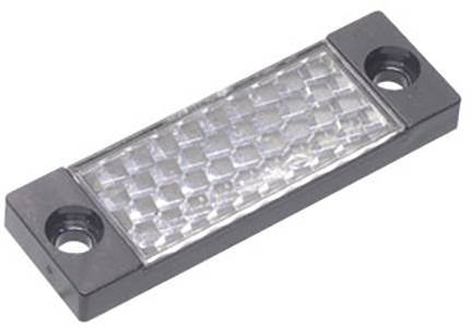 Rechthoekige reflector met zwarte rand en transparant oppervlak voor lichtreflectie. Geschikt voor montage op vlakke oppervlakken.