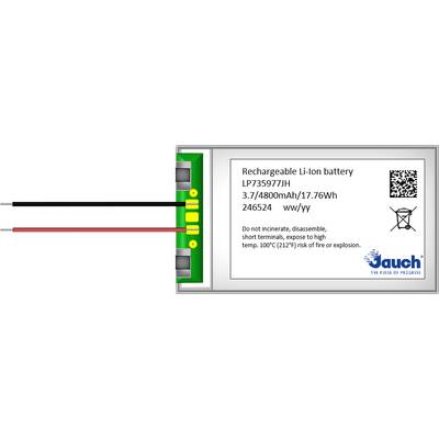 Oplaadbare lithium-ion-batterij 'LP735977JH' met 4800mAh en 17.76Wh. Waarschuwing: Niet uit elkaar halen of blootstellen aan extreme temperaturen.