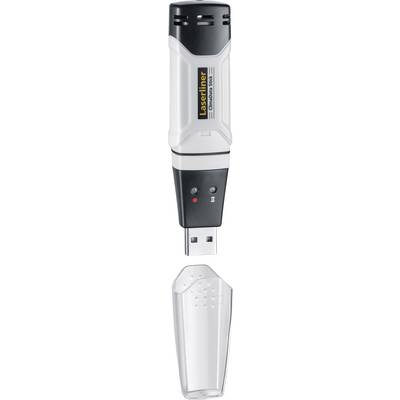 USB-datalogger met witte en zwarte behuizing, verwijderbare transparante dop.