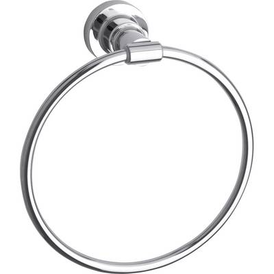 Een verchroomde handdoekring aan de muur die een modern en functioneel design voor de badkamer laat zien.
