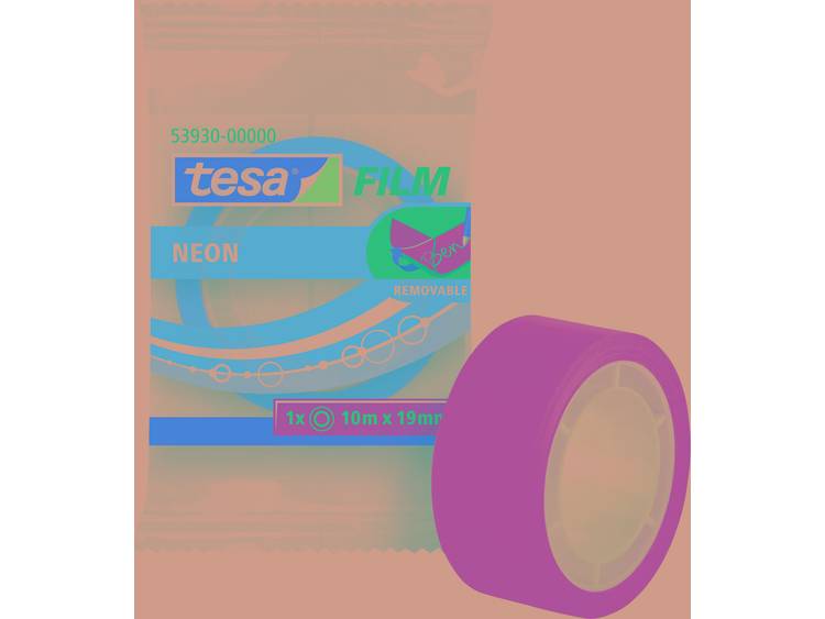 Tesafilm Neon tape, ft 19 mm x 10 m, geassorteerde kleuren: geel of roze