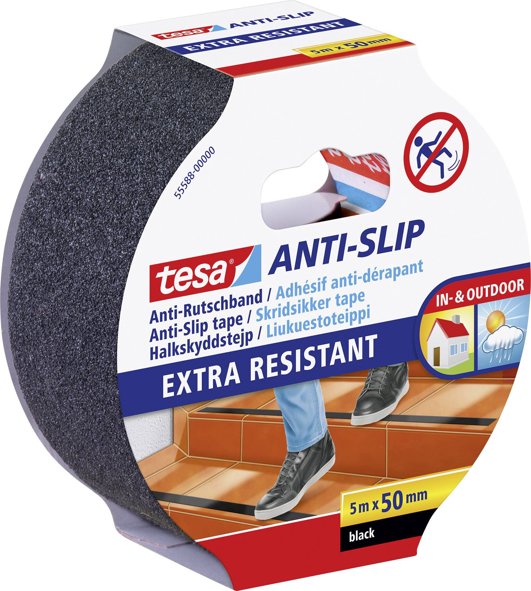 tesa 555880000011 Antislip tape Zwart (l x b) 5 m x 50 mm 5 m