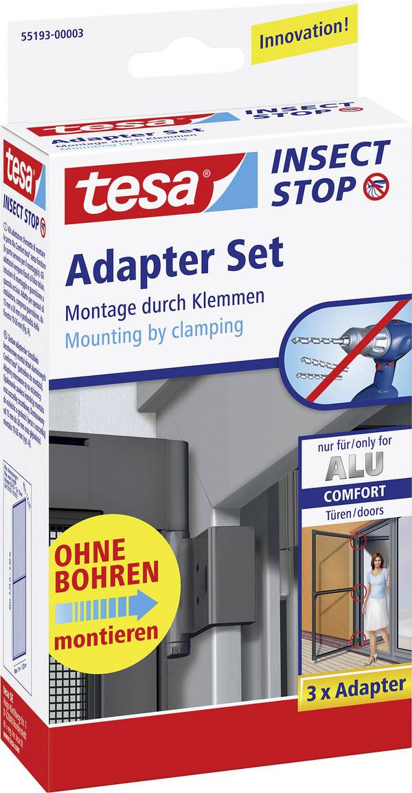 tesa 55193-03 Adapter Alu Comfort Vliegenhor-adapterset Geschikt voor merk Tesa Tesa vliegenhor  3 stuk(s)