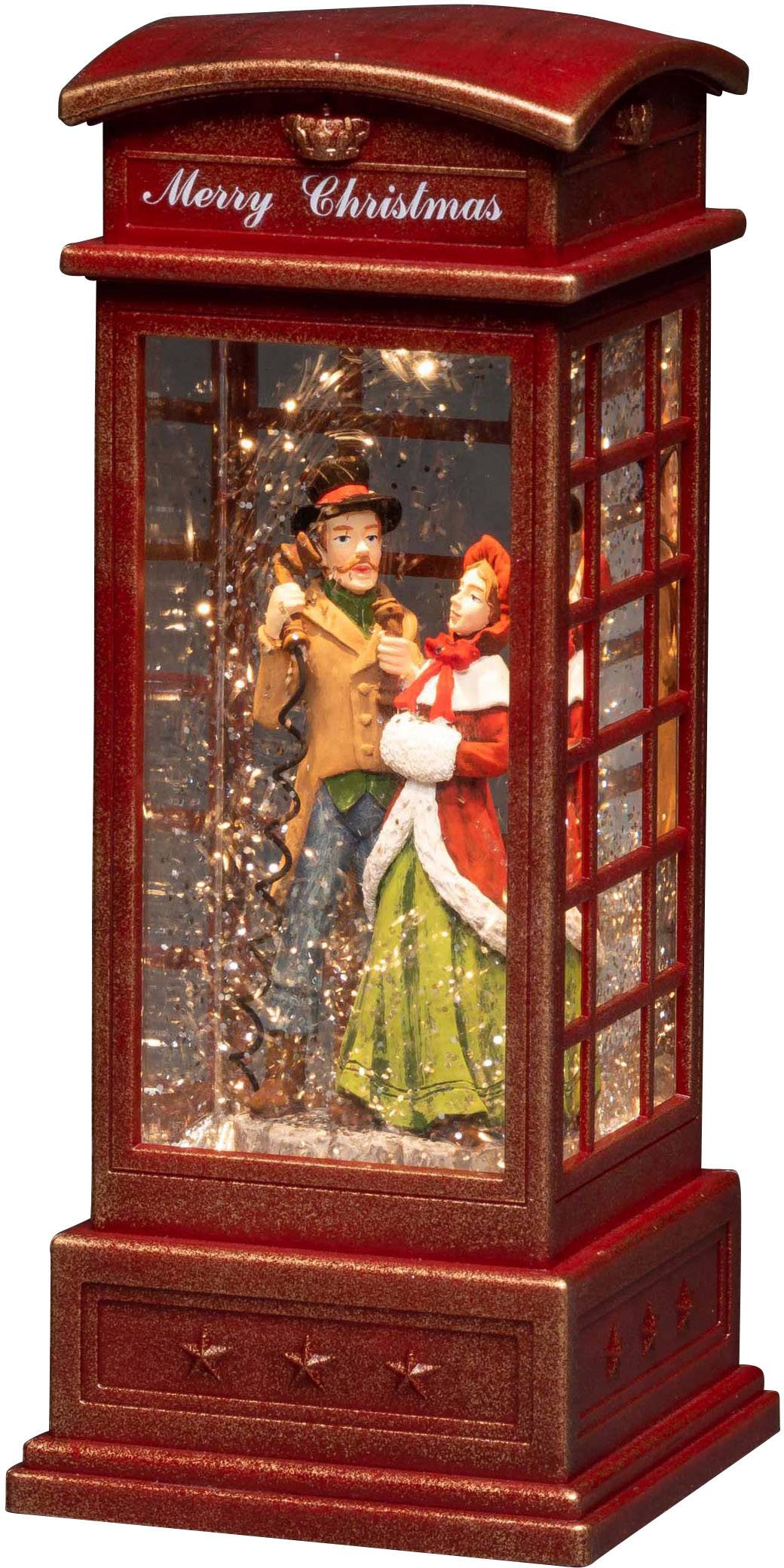 Konstsmide 4368-550 LED-decor Telefooncel Warmwit LED Rood Besneeuwd, Watergevuld, Timer, Schakelaar