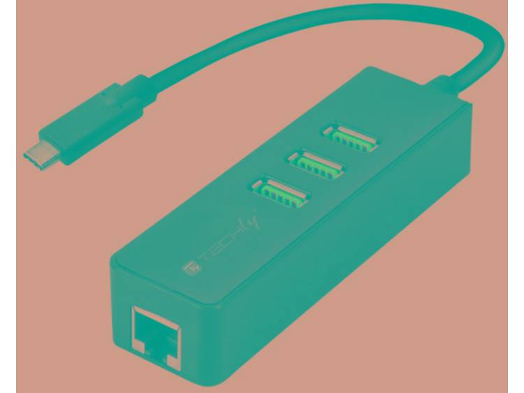 Techly IDATA USB-ETGIGA-3C2 hub & concentrator USB 3.0 (3.1 Gen 1) Type-C 5000 Mbit-s Zwart