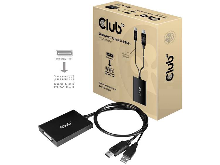 CLUB3D cac-1010 Displayport-usb DVI-I Daul link Zwart, Wit