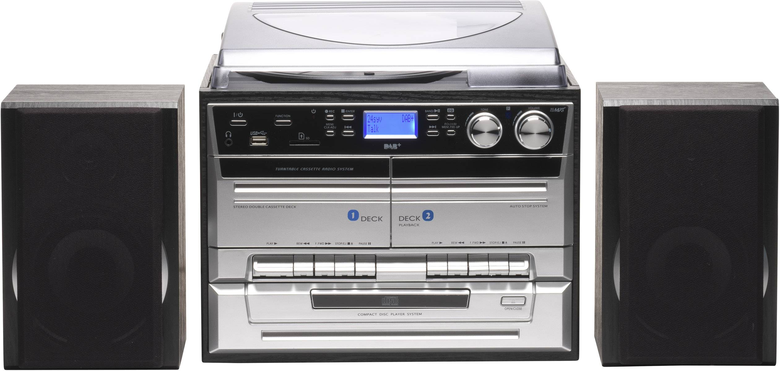 Denver MRD165 Stereoset AUX, CD, DAB+, Cassette, Platenspeler, FM, SD,