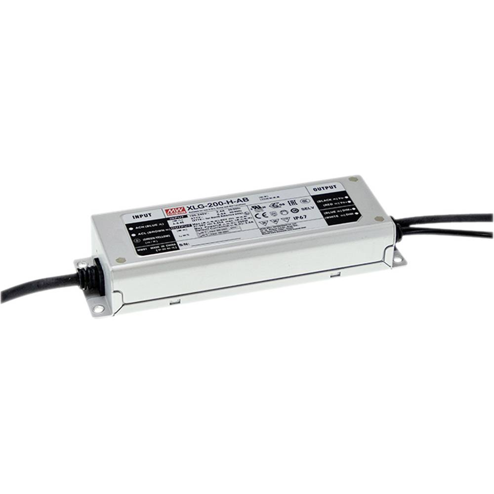 Mean Well XLG-200-H-A LED-driver Constant vermogen 200 W 3500 - 5550 mA 27 - 56 V/DC Geschikt voor meubels, Outdoor, PF