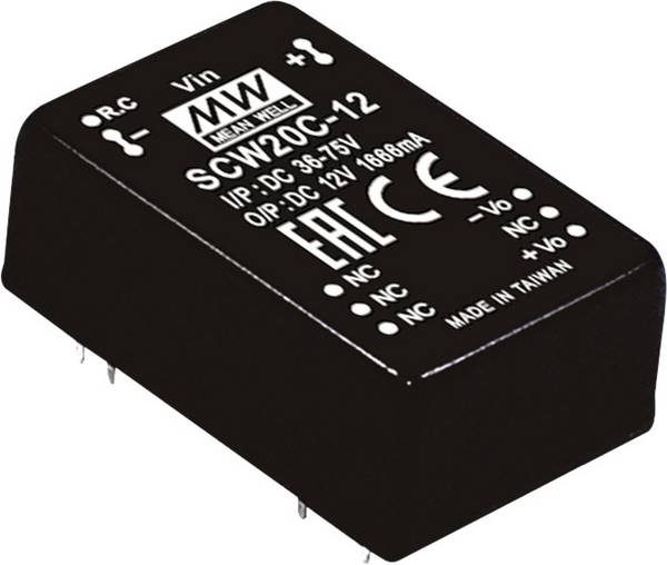 MEAN WELL SCW20C-12 DC/DC-convertermodule 1.666 A 20 W Aantal uitgangen: 1 x Inhoud 1 stuk(s)