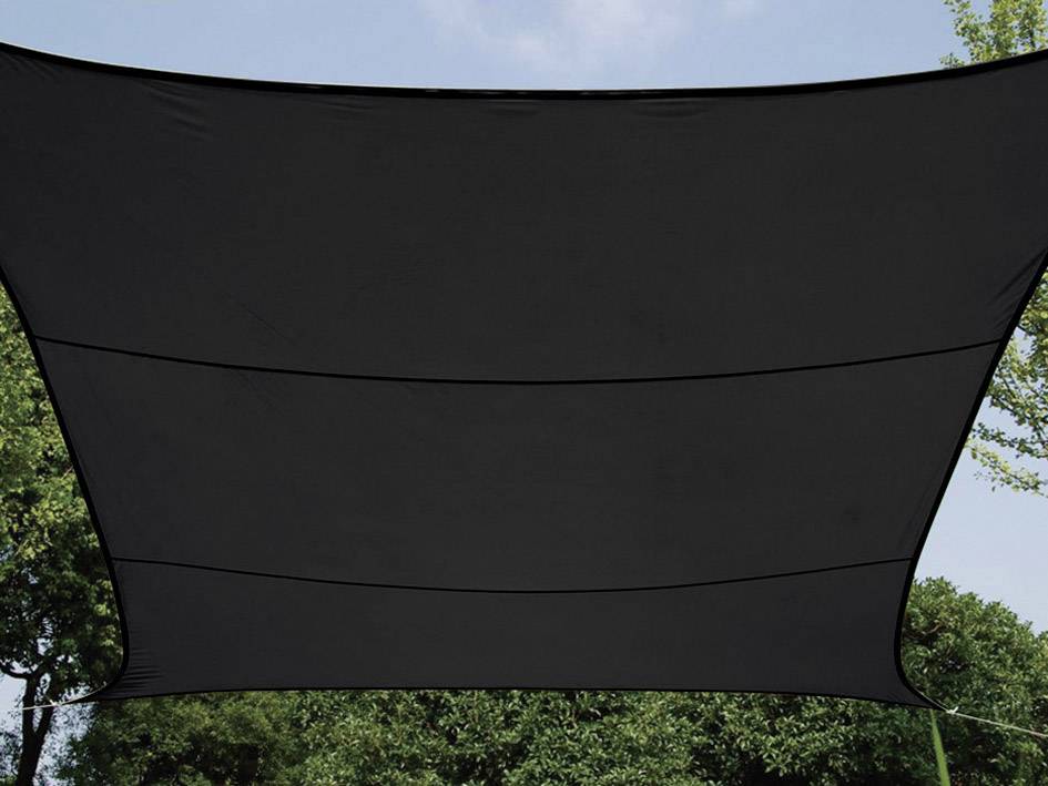 Perel Schaduwdoek, waterdoorlatend, luchtdoorlatend, 5 x 5 m, 180 g/m², HDPE, vierkant, donkergrijs-0