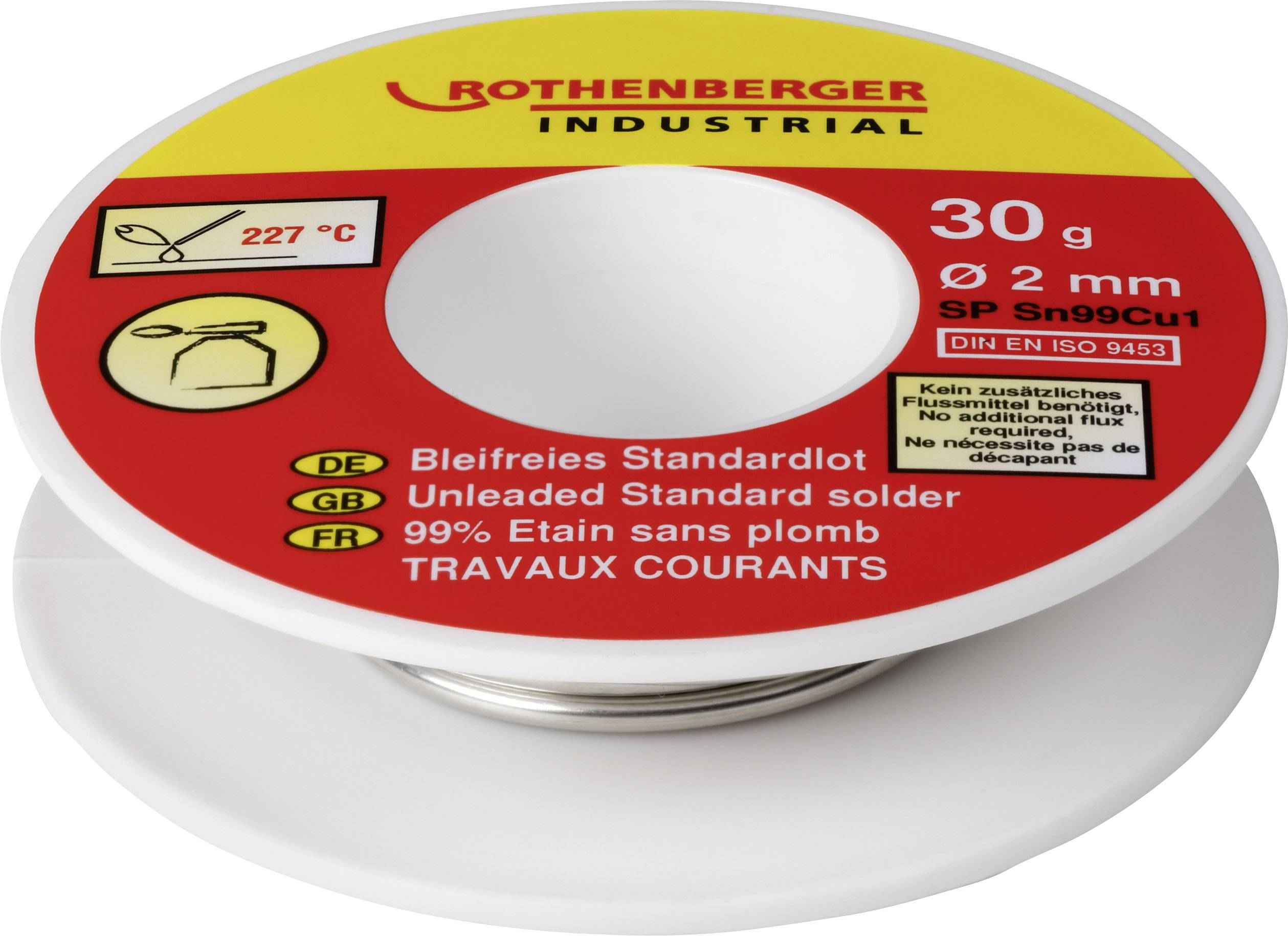 Rothenberger Industrial Bleifreies Standardlot 30g Soldeertin, loodvrij SN99Cu1