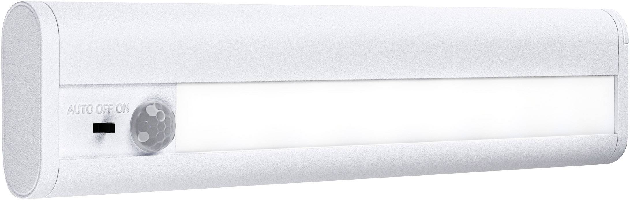 Witte, batterijaangedreven LED-lamp met beweegbare schakelaar voor auto, uit en aan. Geschikt voor kasten of donkere ruimtes.