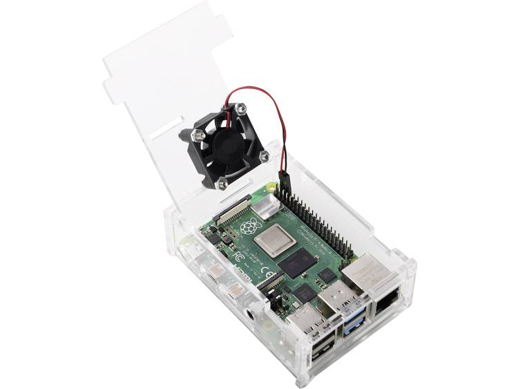 MAKERFACTORY SBC-behuizing Geschikt voor: Raspberry Pi Incl. actieve koeler Transparant