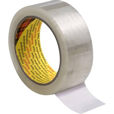 Een rol doorzichtig plakband met een gele kern, gedeeltelijk afgerold.