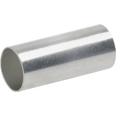 Een zilveren metalen buissteker, gebruikt voor het verbinden van elektrische kabels.
