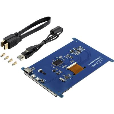 Verbindingsprint met kabels en schroeven, geschikt voor HDMI-display. Bevat USB- en HDMI-kabels, adapter en kleine onderdelen.