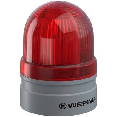 Rode waarschuwingslamp met grijze voet, geproduceerd door Werma, dient voor visuele signalering van alarm- of waarschuwingstoestanden.
