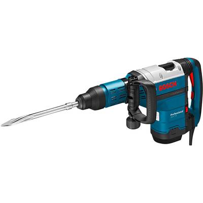 De Bosch breekhamer met zijhandgreep en beitelopzetstuk, geschikt voor zware sloopwerkzaamheden in bouwprojecten.