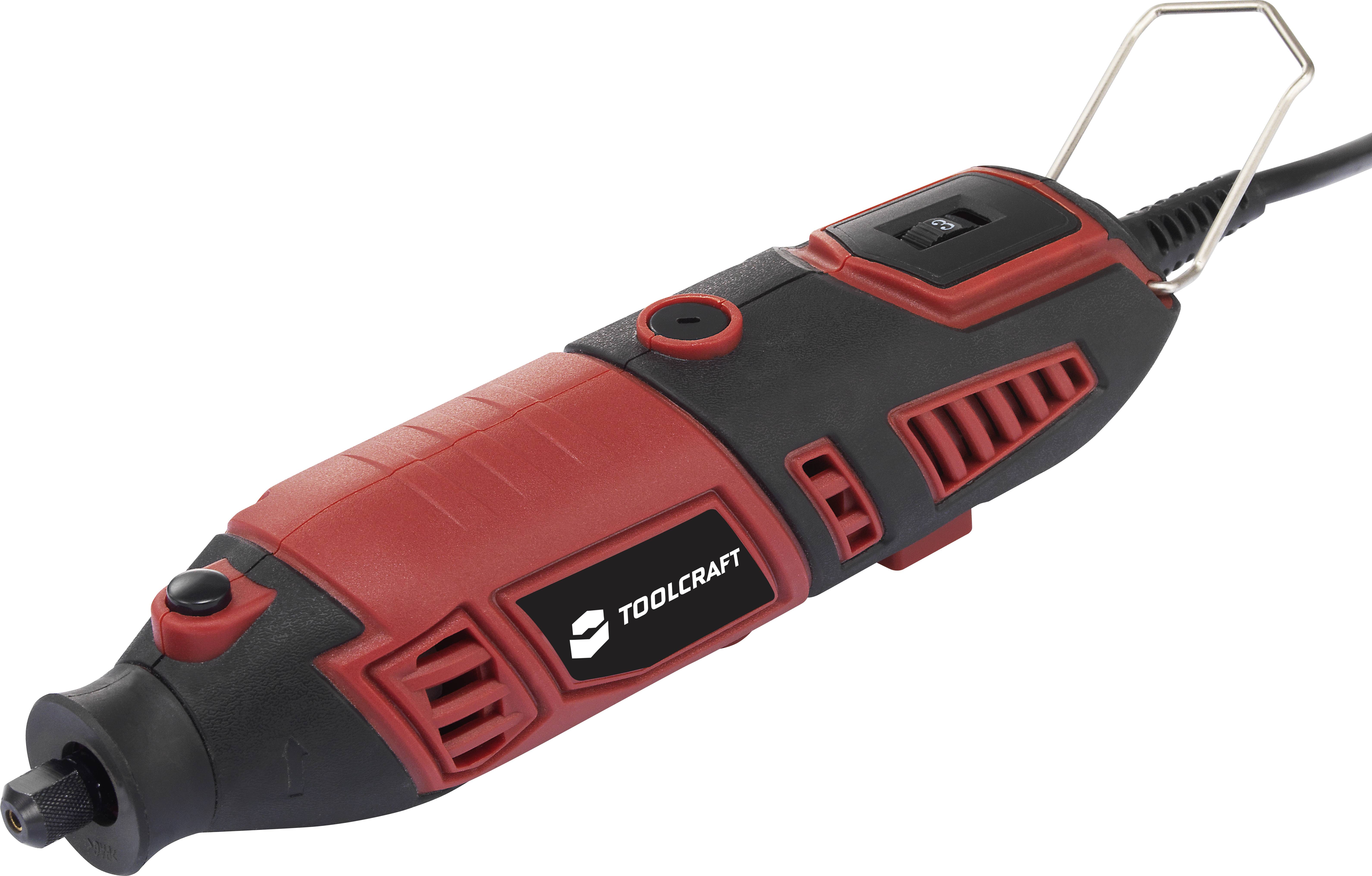 'Een rood en zwart multifunctioneel gereedschap van Toolcraft met aan/uit-schakelaar en netsnoer, geschikt voor verschillende toepassingen.'