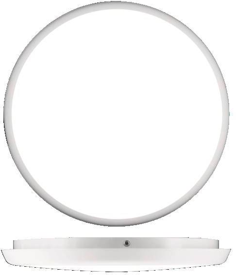 Een witte, ronde LED-plafondlamp met een strak design en een matte rand. Geschikt voor moderne interieurs.