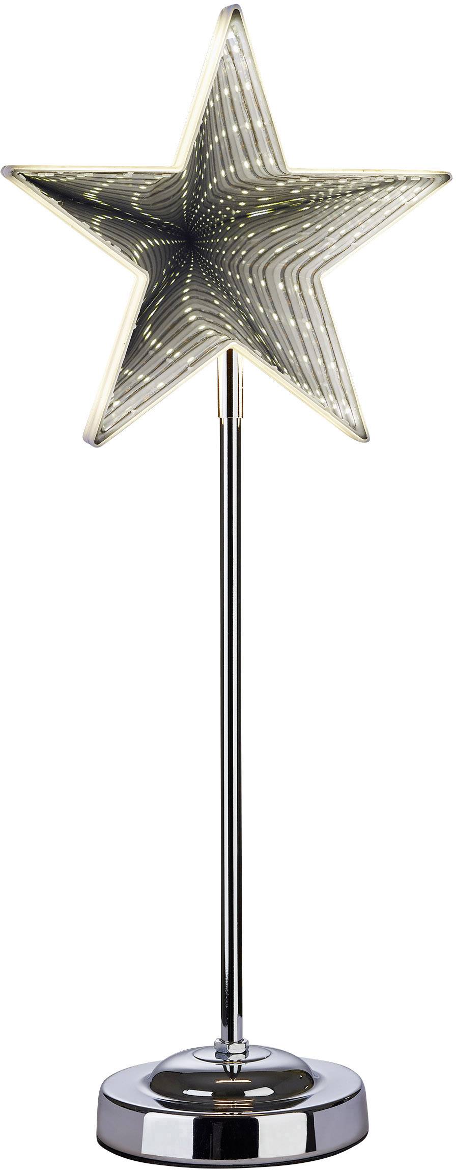 Hellum 522563 LED-kerstster Warmwit LED Chroom Timer, Gespiegeld, Infinity-effect