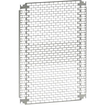 Metalen rooster met rechthoekige gaten in een regelmatige configuratie.