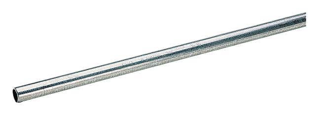 Een lange, zilveren metalen staaf met een gladde oppervlakte.