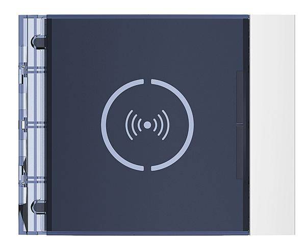 Een draadloos oplaadstation met een cirkelvormig symbool in het midden.