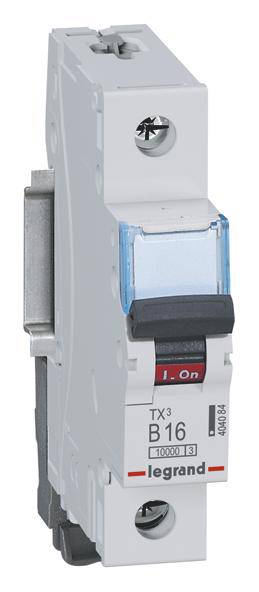 Legrand TX3 B16 installatieautomaat met blauwe schakelaar en kijkvenster aan de voorzijde, geschikt voor 4000A.