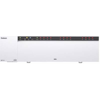 Een wit KNX-gebouwautomatieapparaat van Theben met meerdere LED-statusaanduidingen. Model MMT 1.