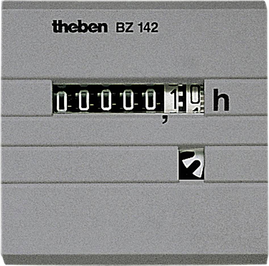 Grijze bedrijfsuurmeter met de aanduiding 'theben BZ 142'. De meter toont '00001,9 h' aan.