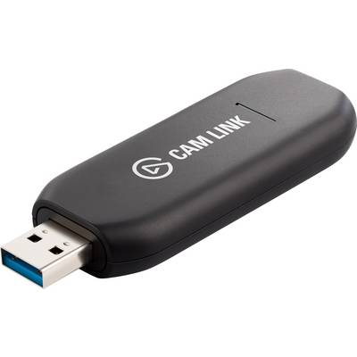 Een zwarte USB-video-capture-apparaat met opschrift 'CAM LINK', maakt het mogelijk om camera's met computers te verbinden voor streaming of opnames.