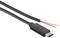 USB-C-kabel met blootliggende uiteinden. Een kant is een USB-C-stekker, de andere kant zijn twee blootliggende draden, rood en zwart.