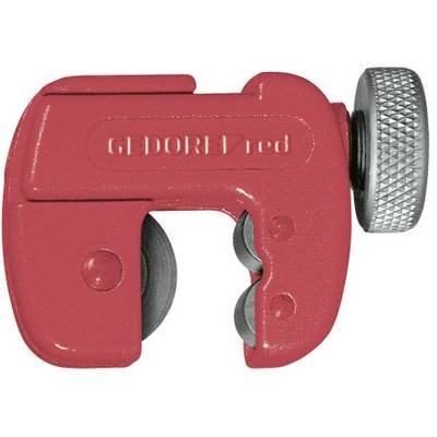 Rode buizenschaar met rond mes en kleine handgreep, gemerkt met 'GEDORE red'.