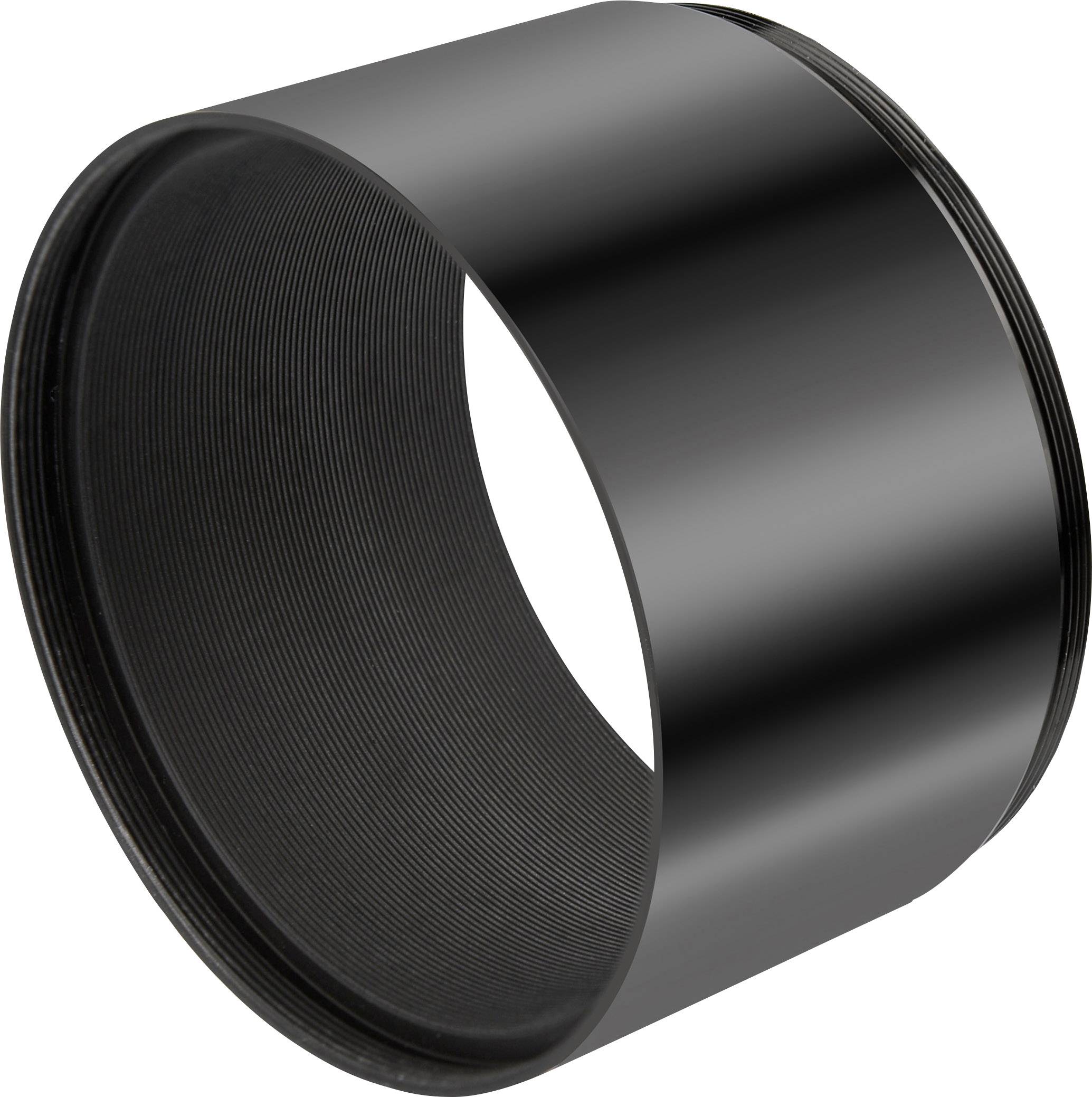 Een zwarte cilinder die wordt gebruikt als zonnekap voor een camera.