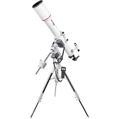 Een wit telescoop op een stabief statief met elektronische besturing; geschikt voor sterrenwaarnemingen en astronomisch onderzoek.