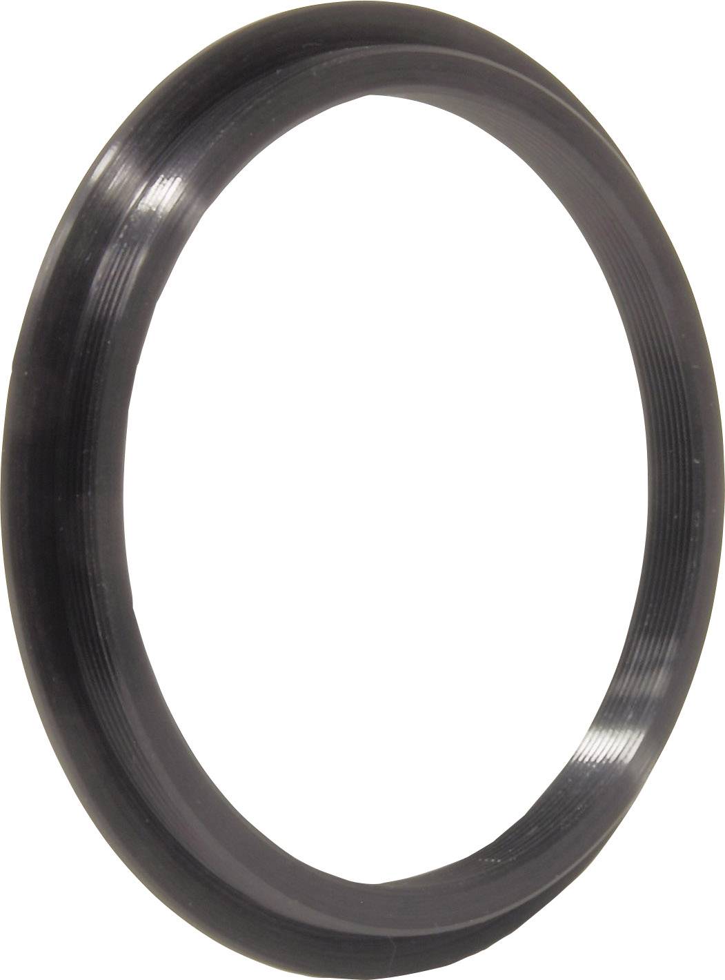 Een zwarte O-ring van rubber, mogelijk gebruikt voor afdichtingsdoeleinden in machines of leidingsystemen.