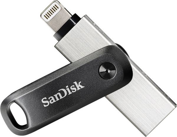 SanDisk iXpand™ Flash Drive Go USB-stick smartphone/tablet Zwart, Zilver 128 GB USB-A 3.2 Gen 1, Apple Lightning