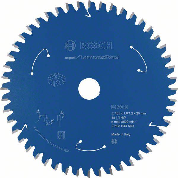 Bosch Accessories Kreissägeblatt Ø 165x20x1,8mm 48 WZ HM Expert for Laminated Panel 2608644549 Cirkelzaagblad 165 x 20 m