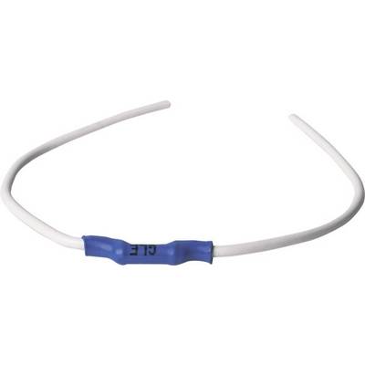 Een witte, flexibele kunststofstang met een blauwe omhulling in het midden, waarop 'GLE' staat. Hij heeft open uiteinden en is licht gebogen.