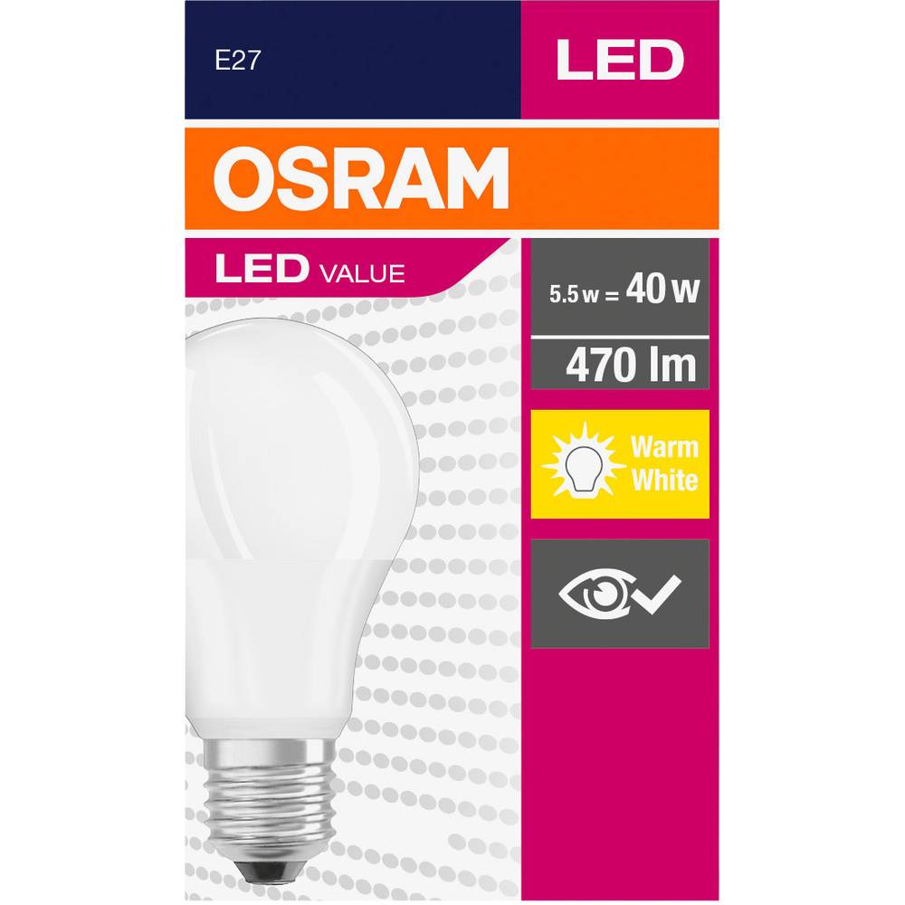 OSRAM 4052899326934 LED-lamp Energielabel F (A - G) E27 5.5 W = 40 W (Ø x l) 60 mm x 112 mm 1 stuk(s)