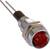 Rode LED-indicatielamp met twee metalen pennen voor montage, geschikt voor elektronische apparaten. Schroefbevestiging voor een vaste grip.