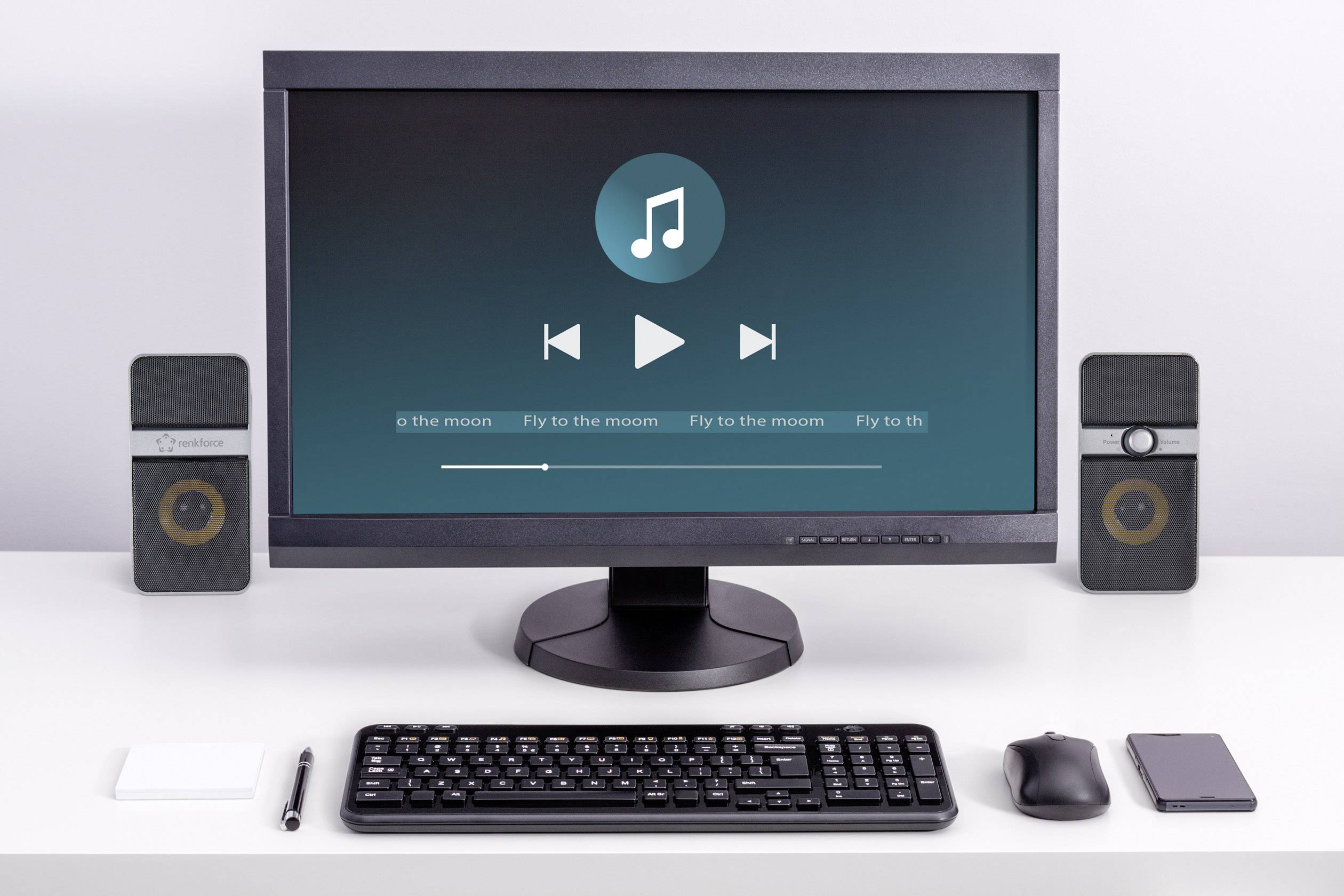 Renkforce 2.0 PC-luidsprekers Bluetooth, Kabelgebonden 6 W Zwart, Zilver-5