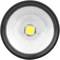 Ronde LED-lamp met geel centrum en reflecterende lens. Bovenaanzicht.