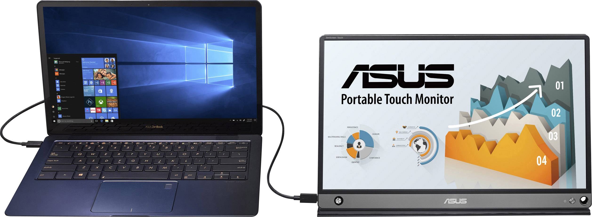 Asus MB16AMT LED-monitor Energielabel F (A - G) 39.6 cm (15.6 inch) 1920 x 1080 Pixel 16:9 5 ms Micro-HDMI, USB-C IPS L-4