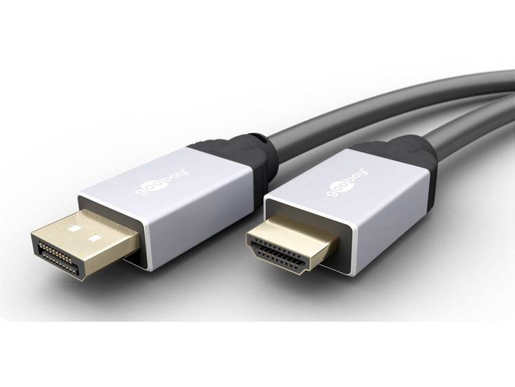 Goobay DisplayPort-HDMI Aansluitkabel [1x DisplayPort stekker 1x HDMI-stekker] 1.0 m Zwart